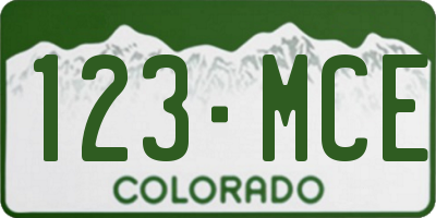CO license plate 123MCE