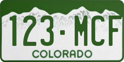 CO license plate 123MCF