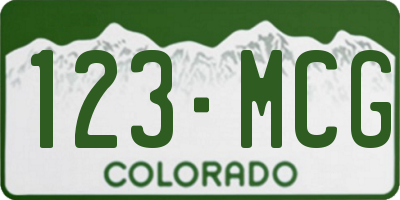 CO license plate 123MCG