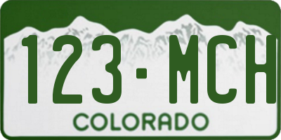 CO license plate 123MCH