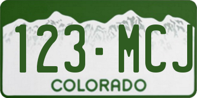 CO license plate 123MCJ