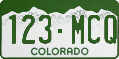 CO license plate 123MCQ