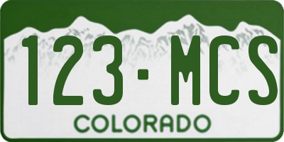 CO license plate 123MCS