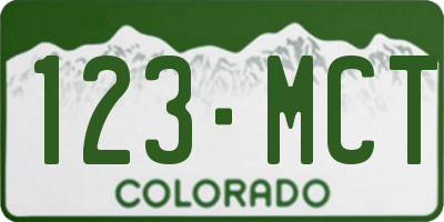 CO license plate 123MCT
