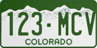 CO license plate 123MCV