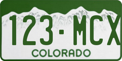 CO license plate 123MCX