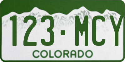 CO license plate 123MCY