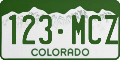 CO license plate 123MCZ