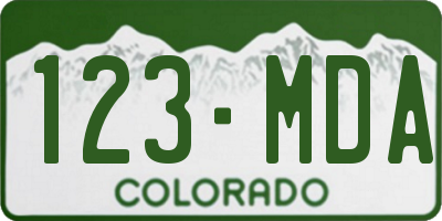 CO license plate 123MDA