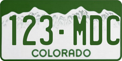 CO license plate 123MDC