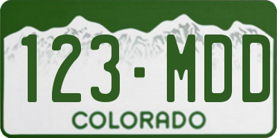 CO license plate 123MDD