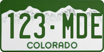 CO license plate 123MDE