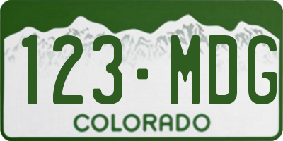 CO license plate 123MDG