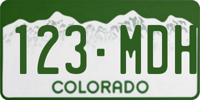 CO license plate 123MDH