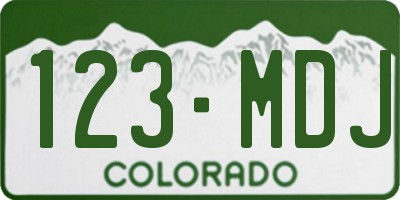 CO license plate 123MDJ