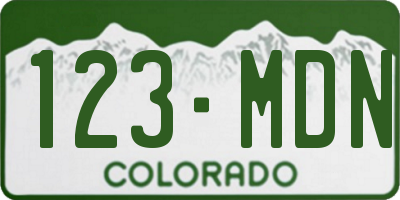 CO license plate 123MDN