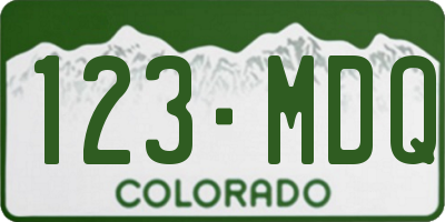 CO license plate 123MDQ