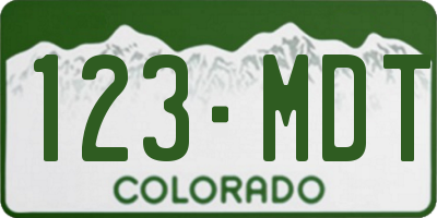 CO license plate 123MDT