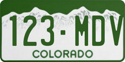 CO license plate 123MDV