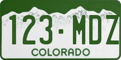 CO license plate 123MDZ