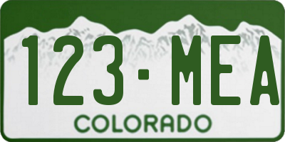 CO license plate 123MEA