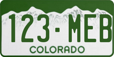 CO license plate 123MEB