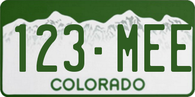 CO license plate 123MEE