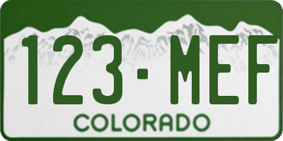 CO license plate 123MEF