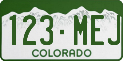 CO license plate 123MEJ
