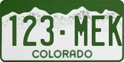 CO license plate 123MEK