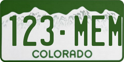 CO license plate 123MEM