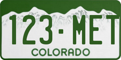 CO license plate 123MET