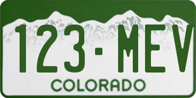 CO license plate 123MEV