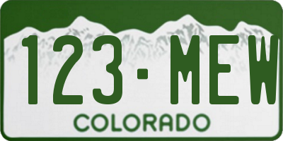 CO license plate 123MEW