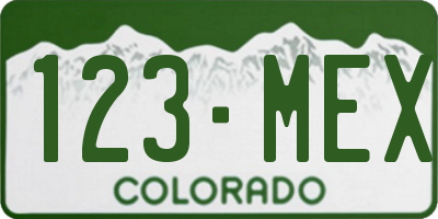 CO license plate 123MEX