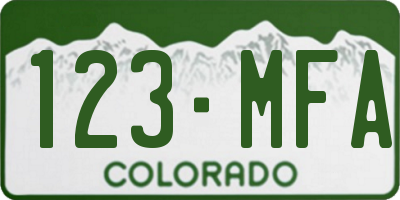 CO license plate 123MFA