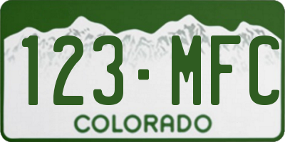 CO license plate 123MFC