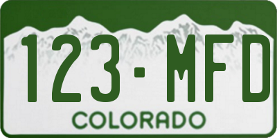 CO license plate 123MFD