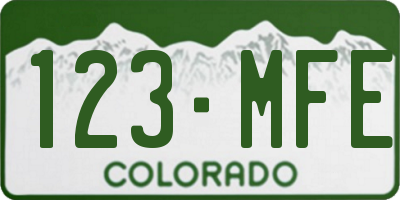 CO license plate 123MFE
