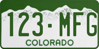 CO license plate 123MFG