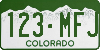 CO license plate 123MFJ