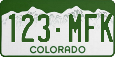 CO license plate 123MFK