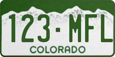 CO license plate 123MFL
