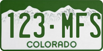 CO license plate 123MFS