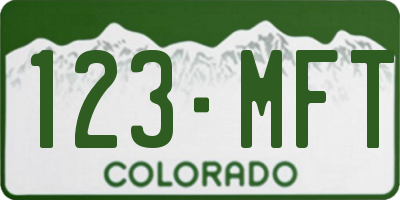 CO license plate 123MFT