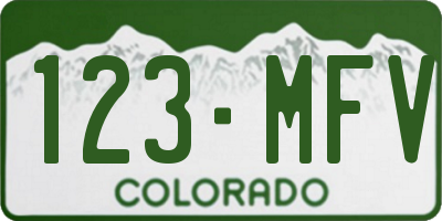CO license plate 123MFV