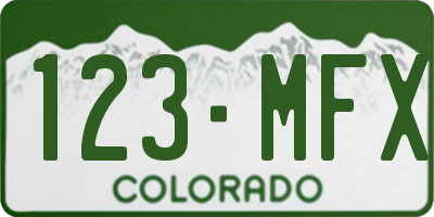 CO license plate 123MFX