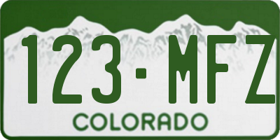 CO license plate 123MFZ