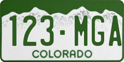 CO license plate 123MGA