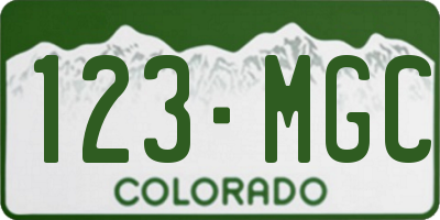 CO license plate 123MGC